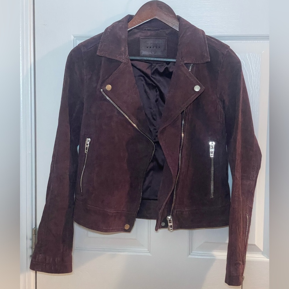 Blank NYC Dark Maroon Suede Leather Jacket Size S